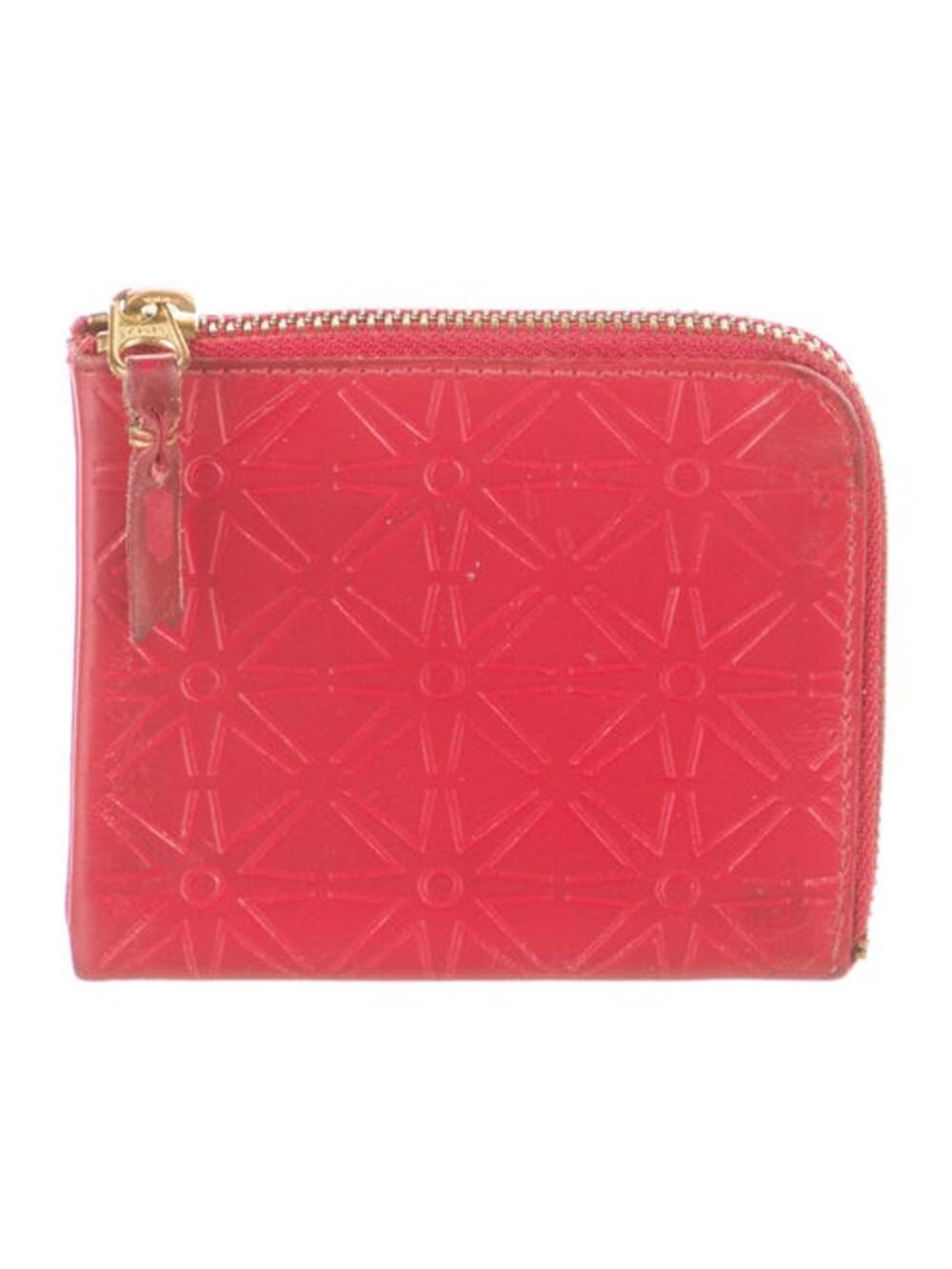 Comme Des Garcons Embossed Red Patterned Zip Around Wallet